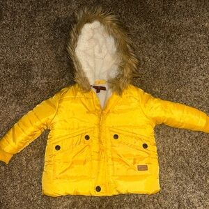 7 For All Mankind Yellow Unisex hooded zip-up toddler infant lined jacket 18 mo